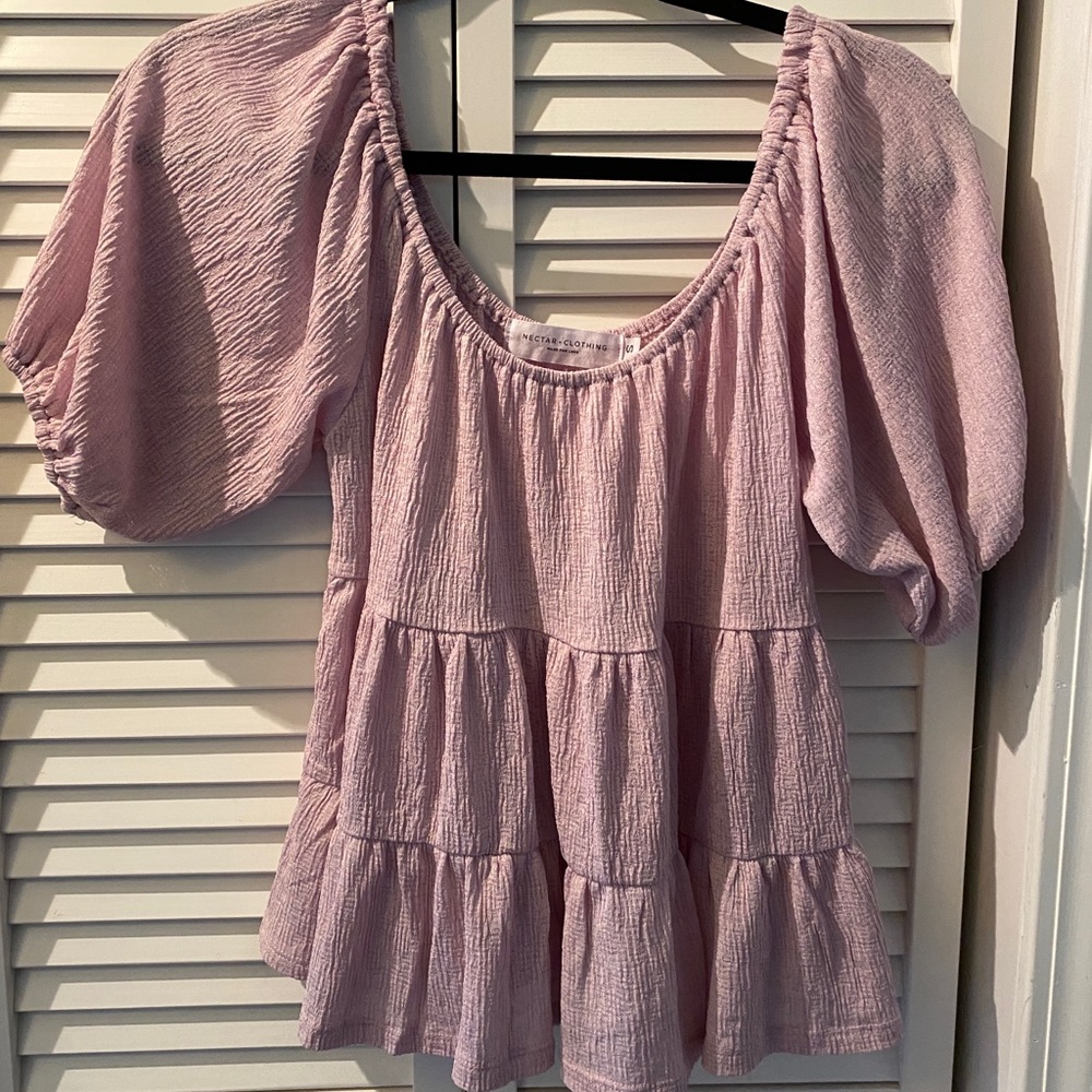 Lilac tiered peasant blouse